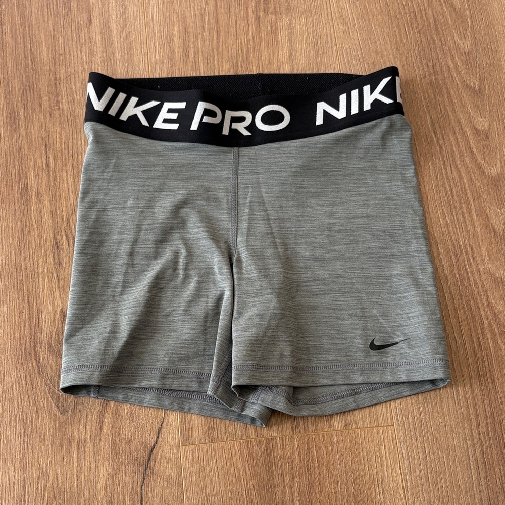 Nike Gray Pro Training Shorts with Branded Waistband